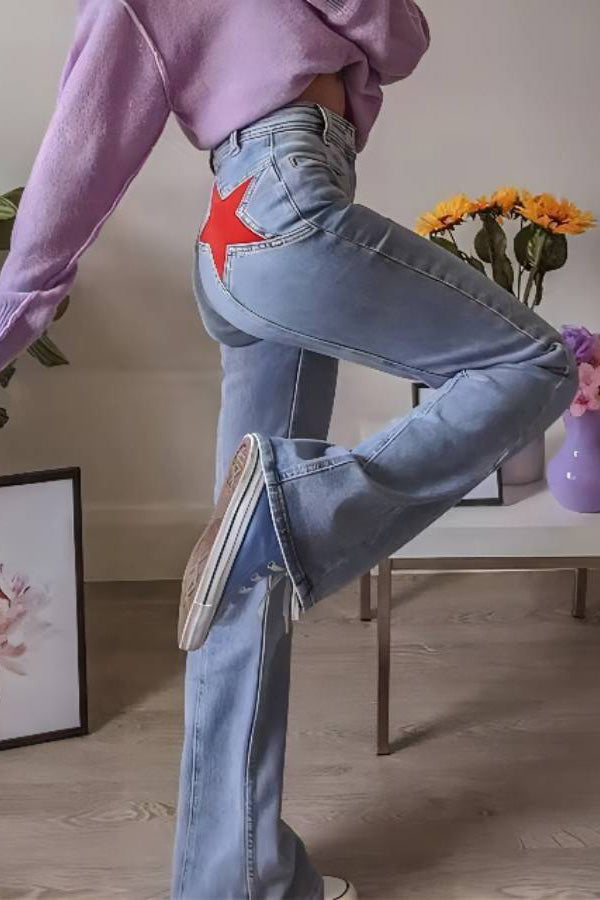 Nemi | Pantaloni in Denim con Stelle Retrò