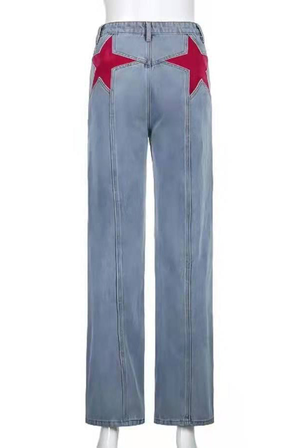 Nemi | Pantaloni in Denim con Stelle Retrò