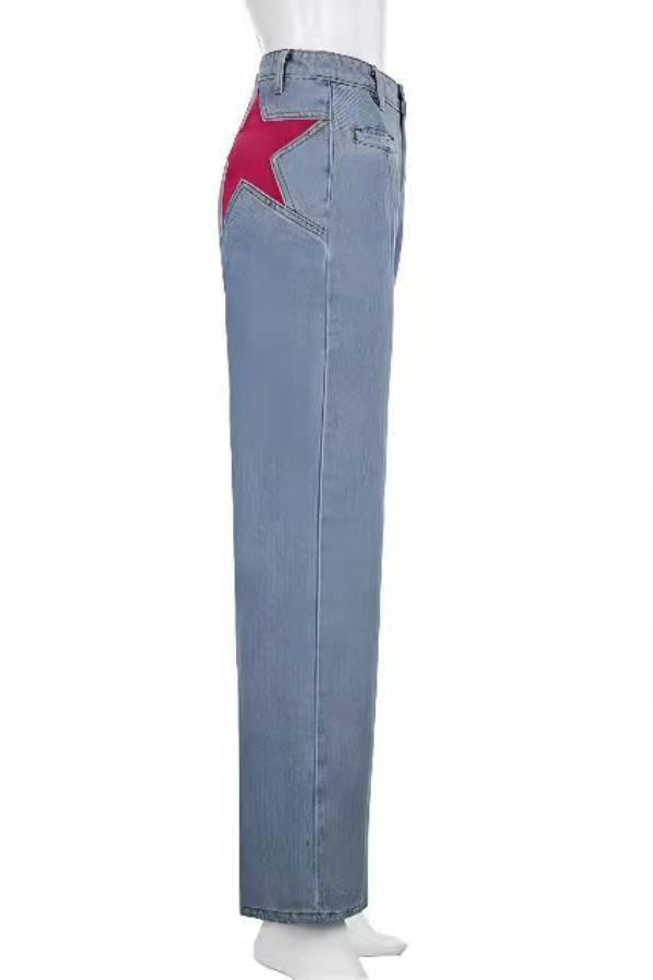 Nemi | Pantaloni in Denim con Stelle Retrò