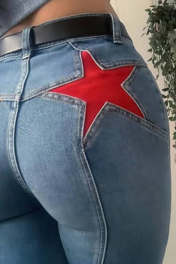 Nemi | Pantaloni in Denim con Stelle Retrò