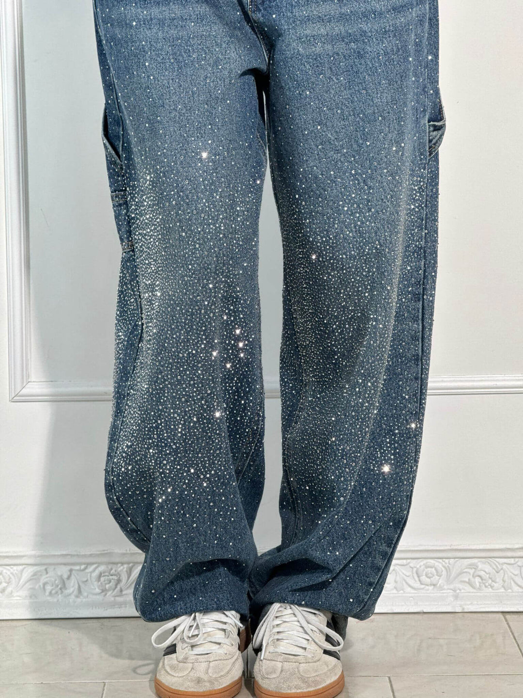Elide | Pantaloni Balloon in Denim con Dettagli Luminosi