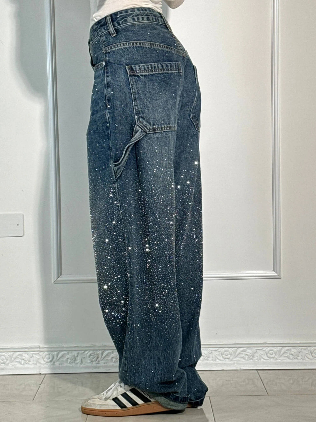 Elide | Pantaloni Balloon in Denim con Dettagli Luminosi