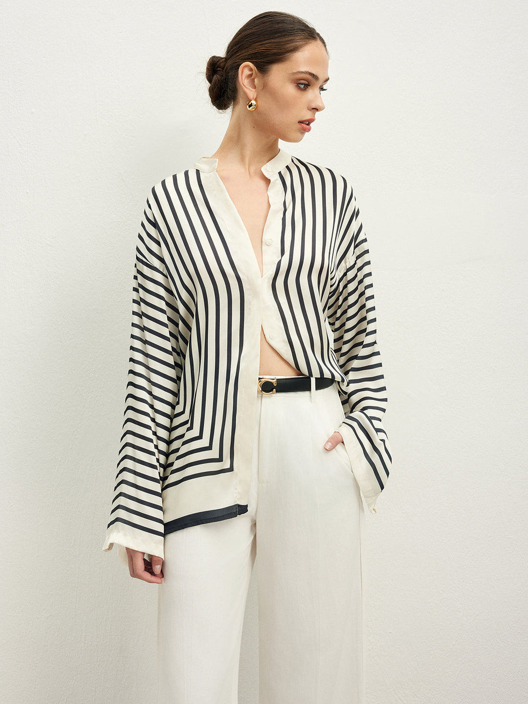 Ferri | Blusa in Raso con Collo Alto