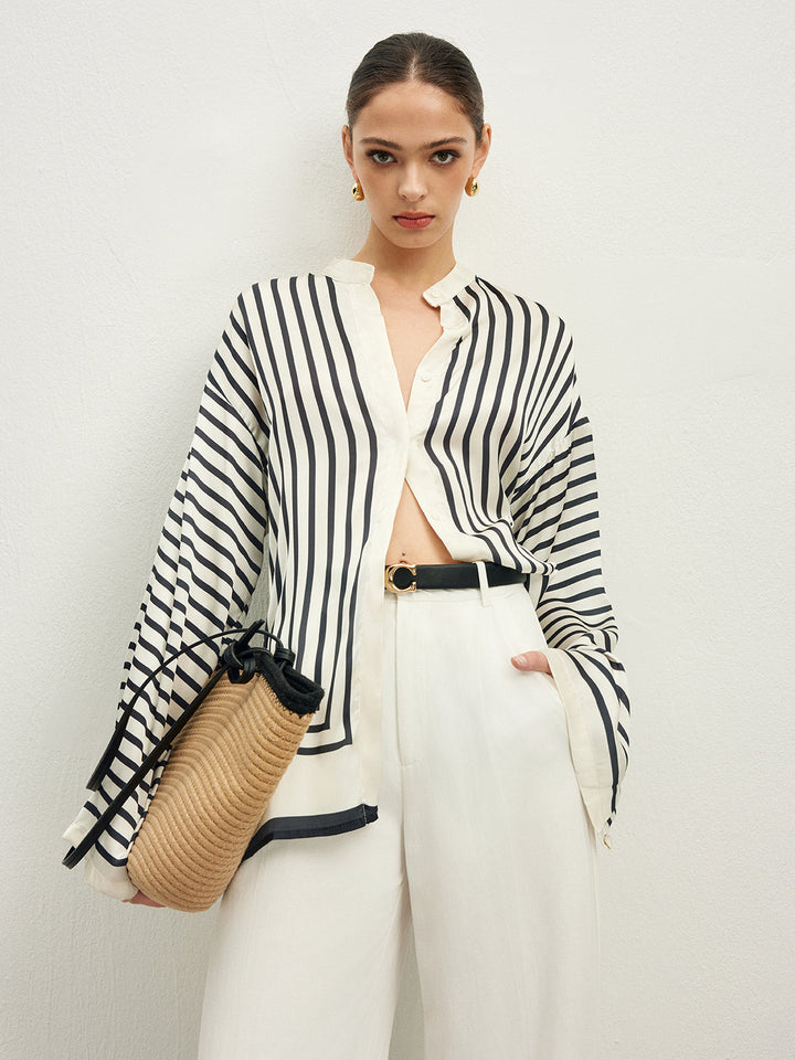 Ferri | Blusa in Raso con Collo Alto