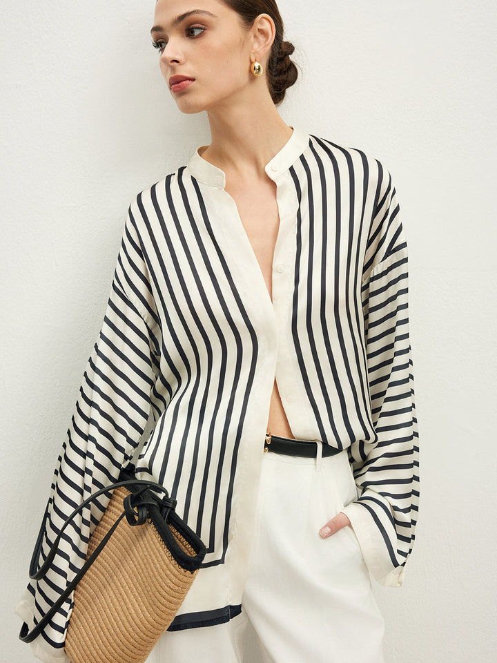 Ferri | Blusa in Raso con Collo Alto