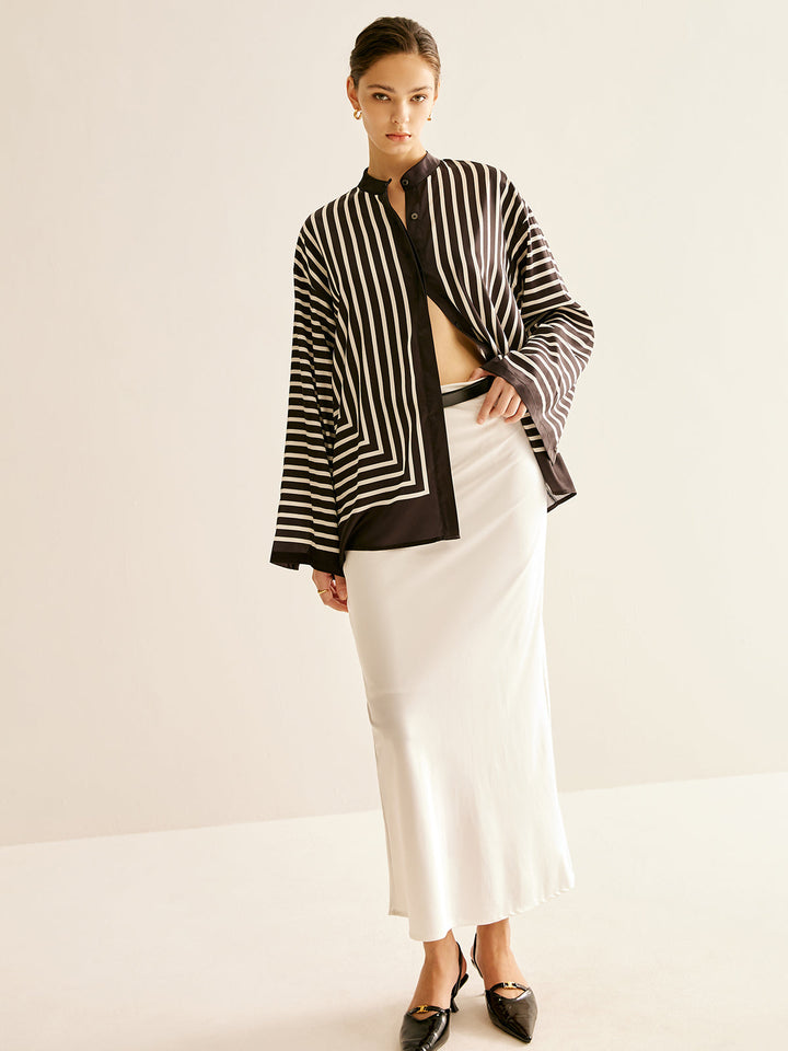 Ferri | Blusa in Raso con Collo Alto