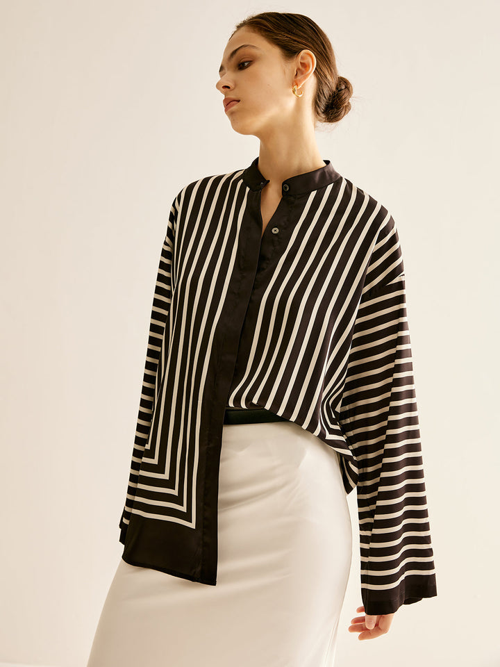 Ferri | Blusa in Raso con Collo Alto