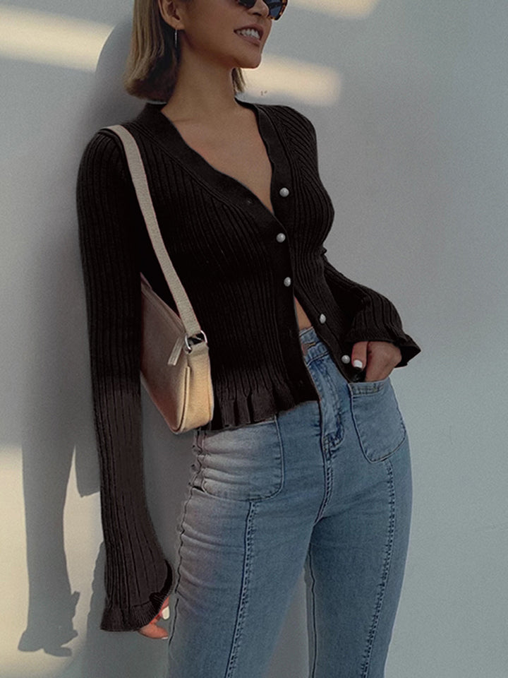 Livia | Cardigan Attillato con Bottoni Perlati