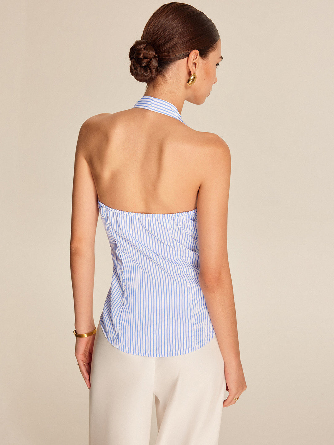 Bianca | Top Allacciato a Righe con Scollo a V