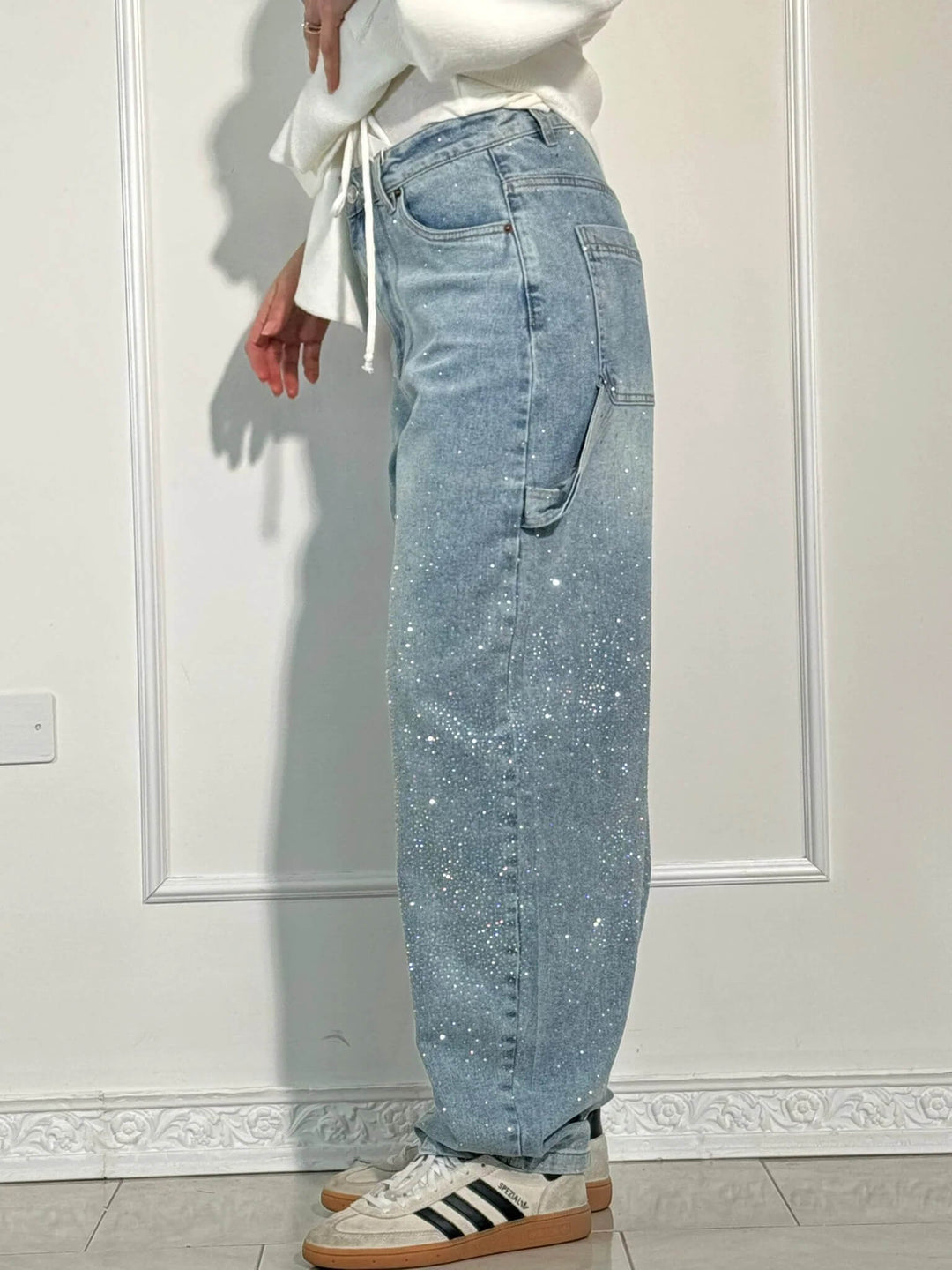Elide | Pantaloni Balloon in Denim con Dettagli Luminosi
