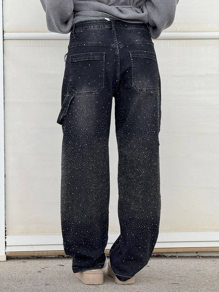 Elide | Pantaloni Balloon in Denim con Dettagli Luminosi
