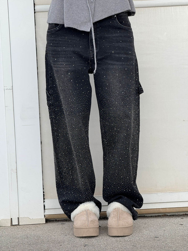 Elide | Pantaloni Balloon in Denim con Dettagli Luminosi