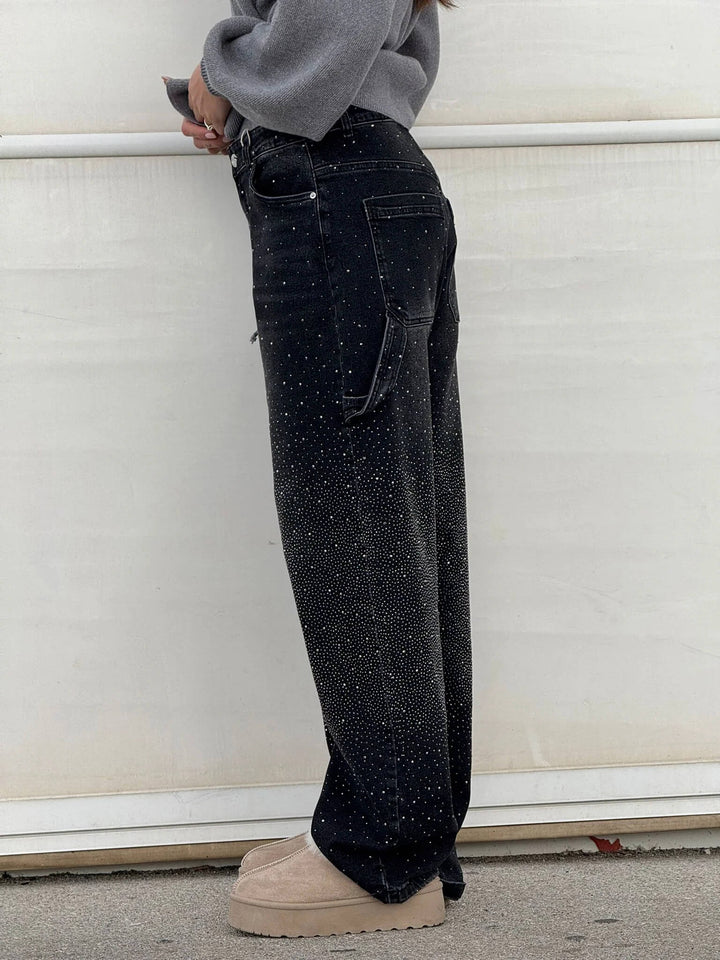 Elide | Pantaloni Balloon in Denim con Dettagli Luminosi
