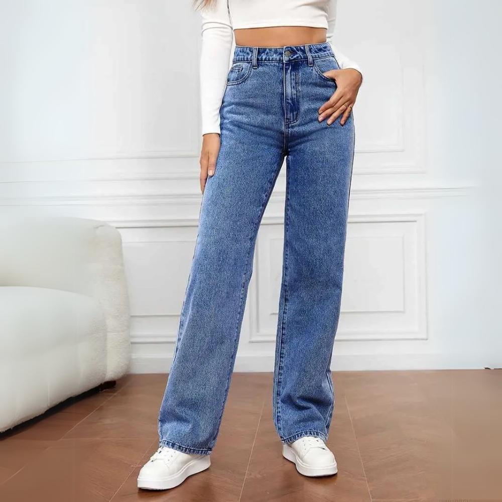 Marta | Pantaloni in Denim a Gamba Dritta