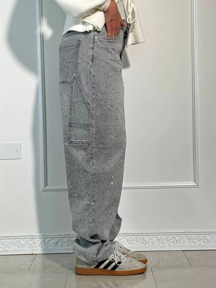 Elide | Pantaloni Balloon in Denim con Dettagli Luminosi