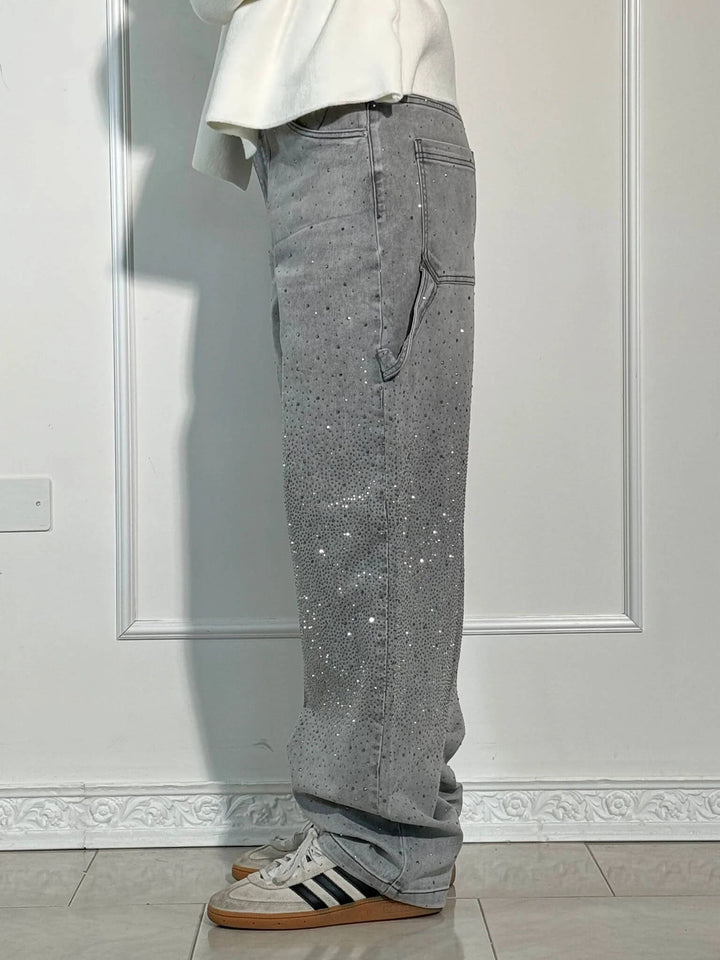 Elide | Pantaloni Balloon in Denim con Dettagli Luminosi