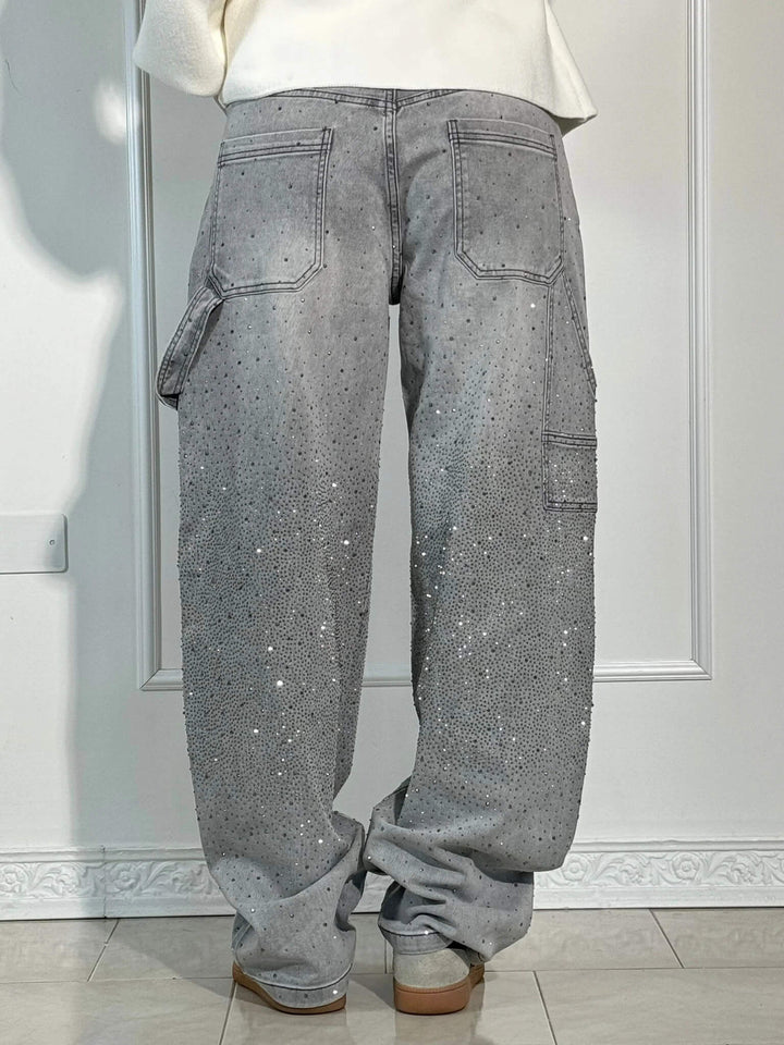 Elide | Pantaloni Balloon in Denim con Dettagli Luminosi
