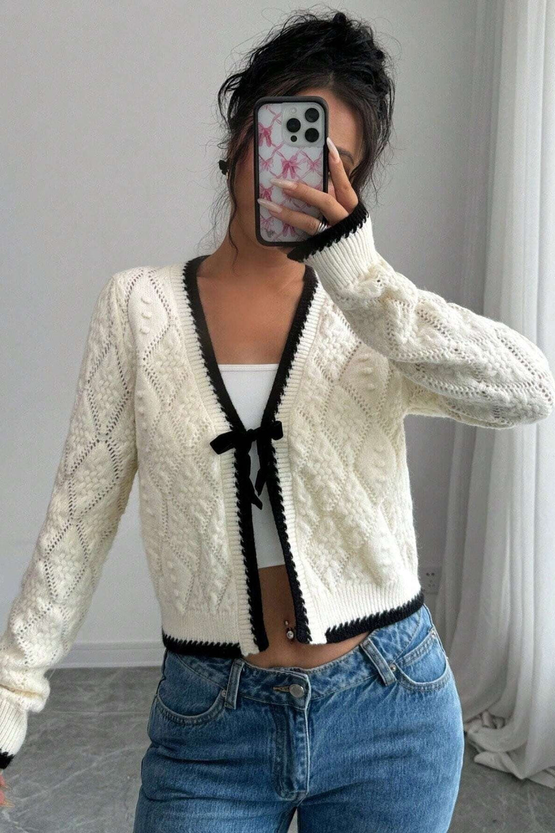 Ameglia | Cardigan con Fiocco in Maglia