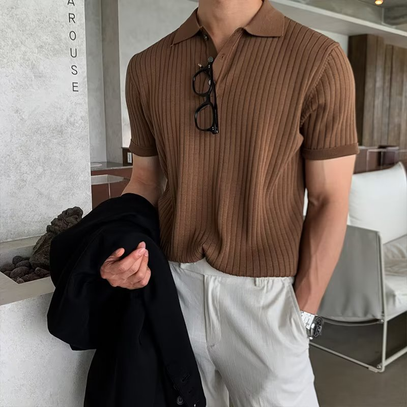 Nico | Polo in Maglia a Righe Verticali
