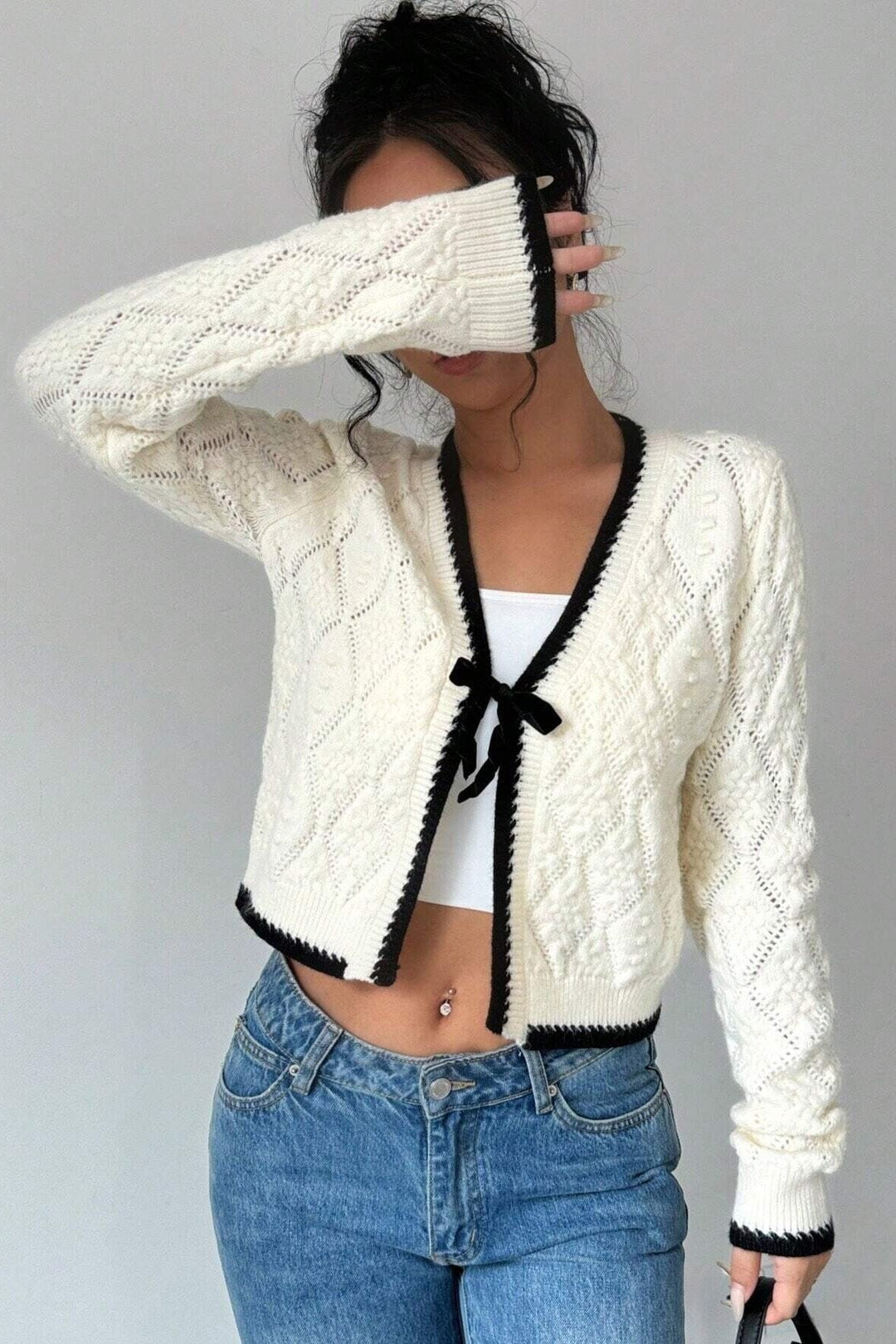 Ameglia | Cardigan con Fiocco in Maglia
