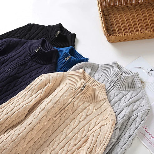 Verdi | Maglia con Mezza Cerniera in Cotone