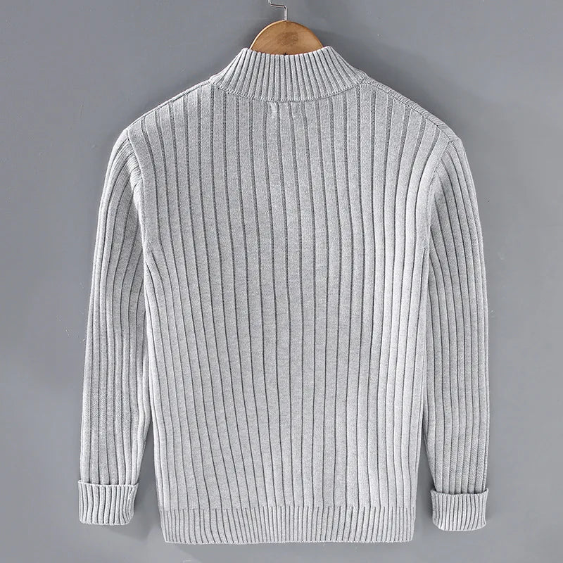 Lucas | Cardigan con Zip in Cotone e Lana Shetland