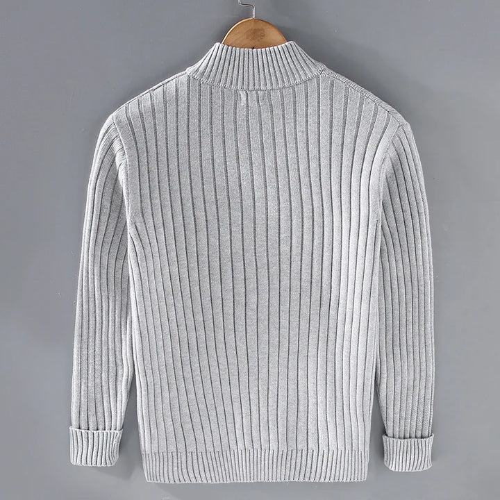 Lucas | Cardigan con Zip in Cotone e Lana Shetland