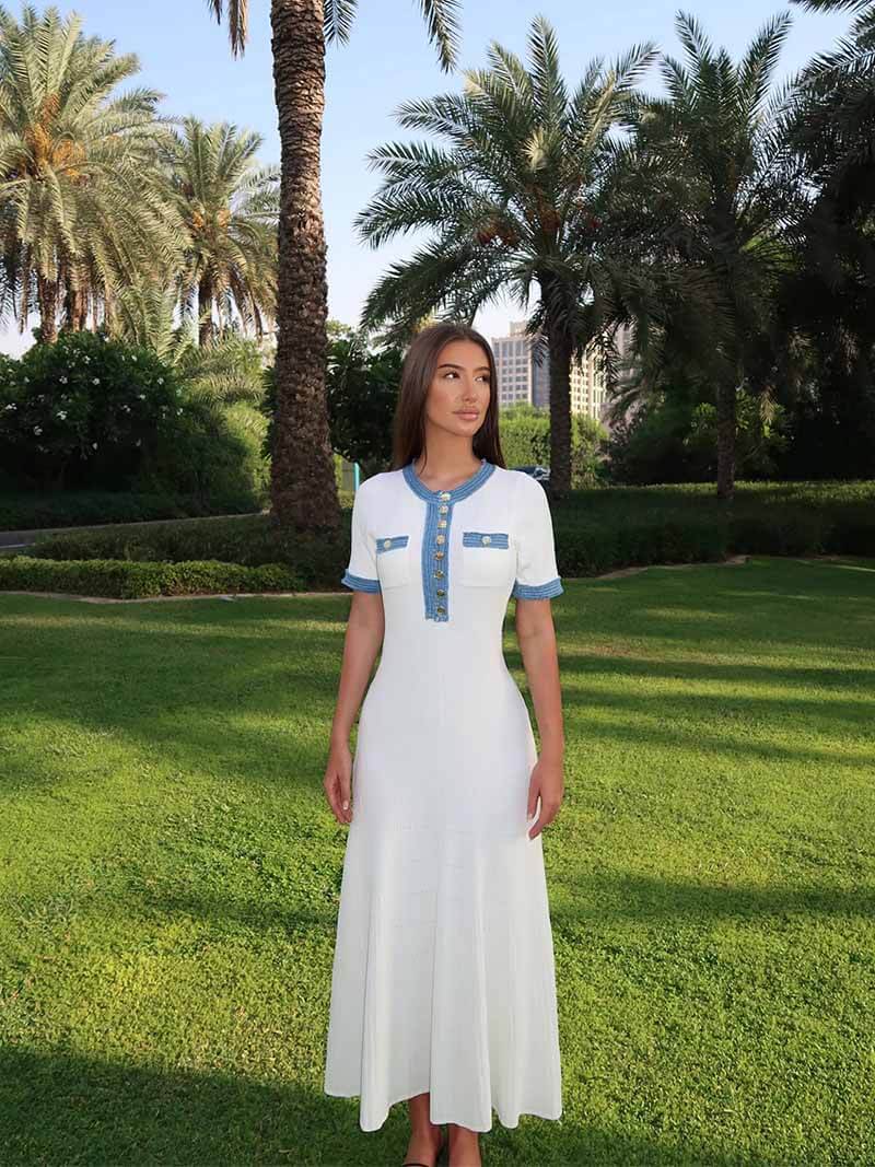 Sarteano | Abito Maxi con Tasche in Denim